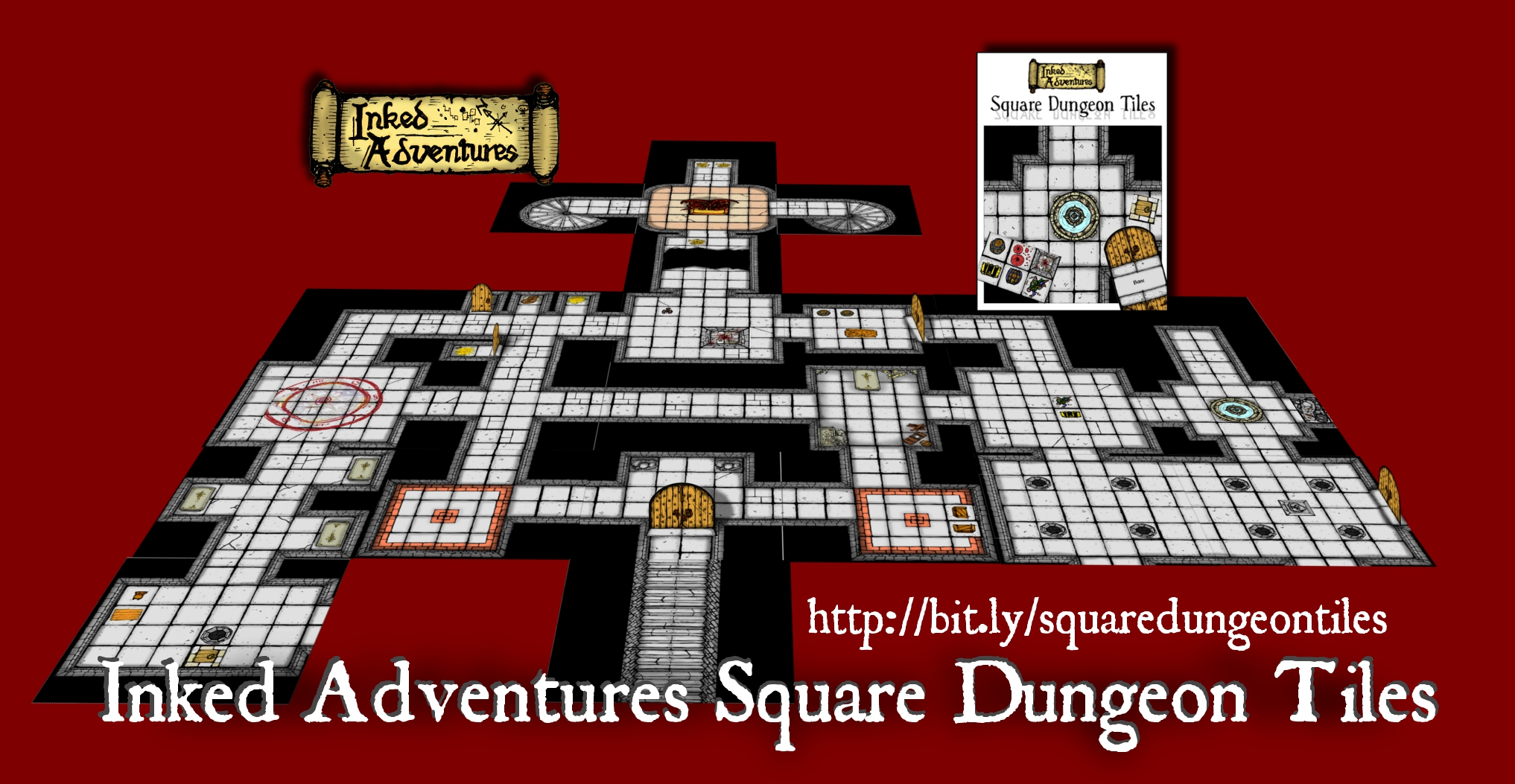 Inked Adventures Square Dungeon Tiles mock-up picture