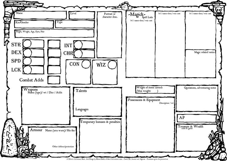 Tunnels & Trolls Character Sheet